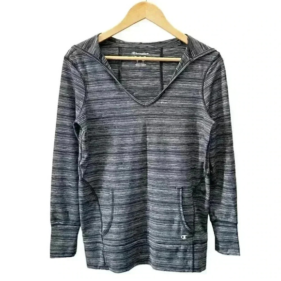 Champion Active Pullover Workout Top Athletic Gym Hoodie Black Grey  SpaceDye XS - Picture 1 of 16